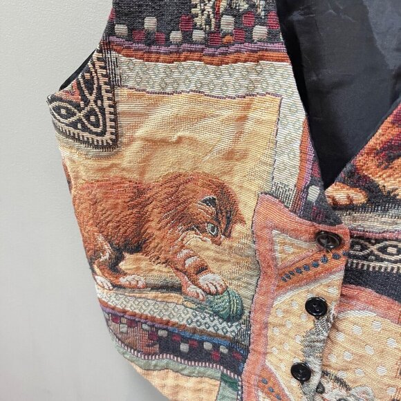 Vintage Saddle River Sportswear Cat Tapestry Vest - Size L - Picture 5 of 6